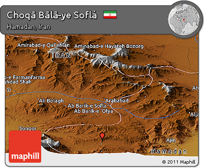 Physical Panoramic Map of Choqā Bālā-ye Soflá