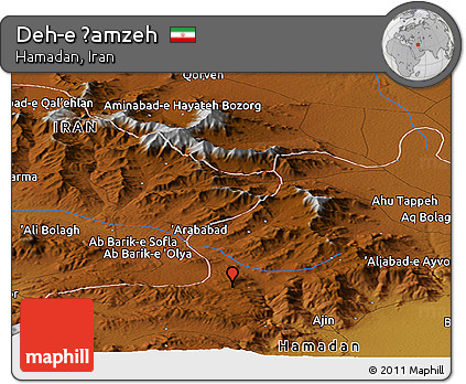Physical Panoramic Map of Deh-e Ḩamzeh