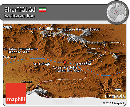 Physical Panoramic Map of Sharīfābād