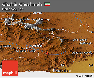 Physical Panoramic Map of Chahār Cheshmeh