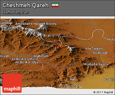 Physical Panoramic Map of Cheshmeh Qareh