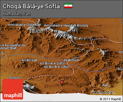 Physical Panoramic Map of Choqā Bālā-ye Soflá