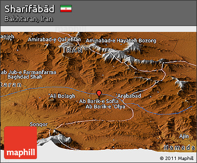 Physical Panoramic Map of Sharīfābād