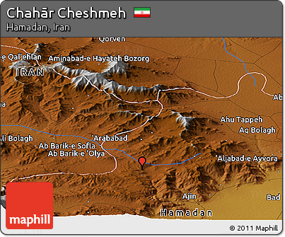 Physical Panoramic Map of Chahār Cheshmeh