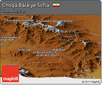 Physical Panoramic Map of Choqā Bālā-ye Soflá