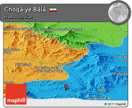 Political Panoramic Map of Choqā-ye Bālā