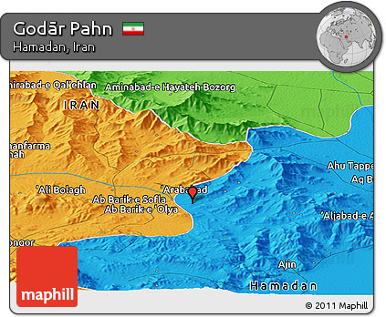 Political Panoramic Map of Godār Pahn
