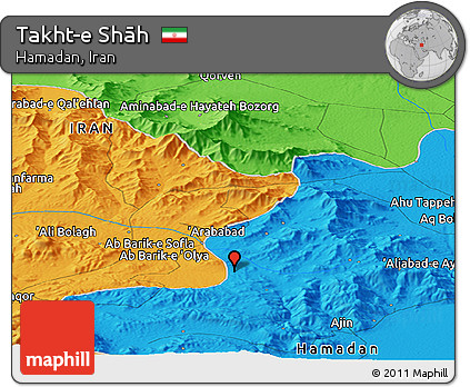Political Panoramic Map of Takht-e Shāh