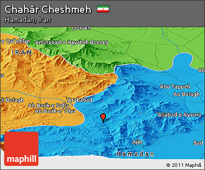 Political Panoramic Map of Chahār Cheshmeh
