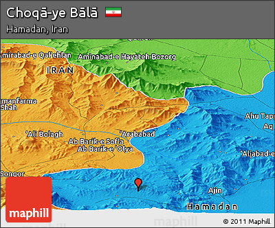 Political Panoramic Map of Choqā-ye Bālā