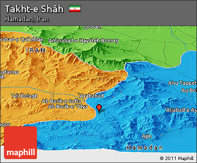 Political Panoramic Map of Takht-e Shāh