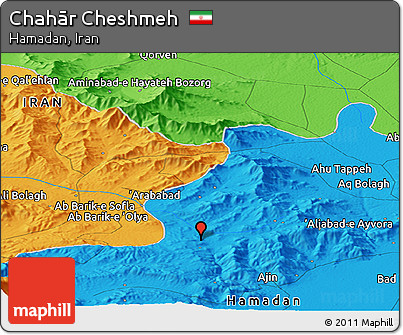 Political Panoramic Map of Chahār Cheshmeh