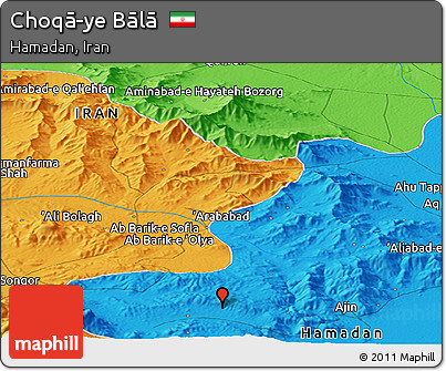 Political Panoramic Map of Choqā-ye Bālā