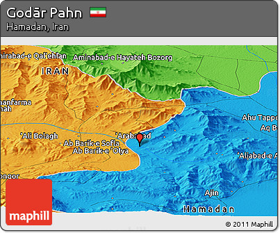 Political Panoramic Map of Godār Pahn
