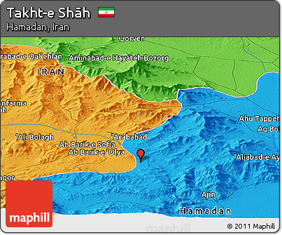 Political Panoramic Map of Takht-e Shāh