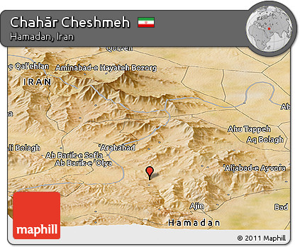 Satellite Panoramic Map of Chahār Cheshmeh