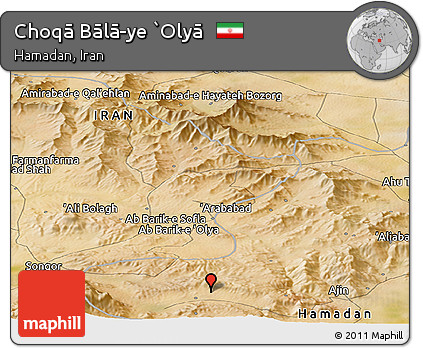 Satellite Panoramic Map of Choqā Bālā-ye `Olyā