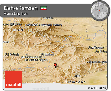 Satellite Panoramic Map of Deh-e Ḩamzeh