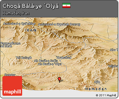 Satellite Panoramic Map of Choqā Bālā-ye `Olyā