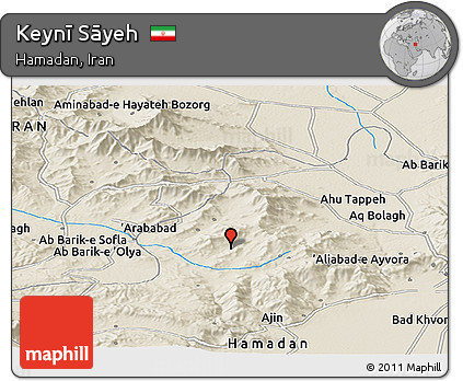 Shaded Relief Panoramic Map of Keynī Sāyeh