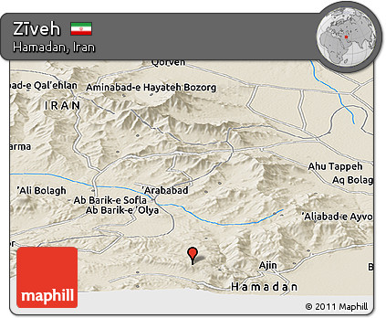 Shaded Relief Panoramic Map of Zīveh