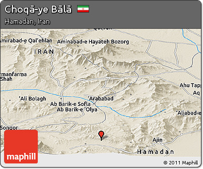 Shaded Relief Panoramic Map of Choqā-ye Bālā