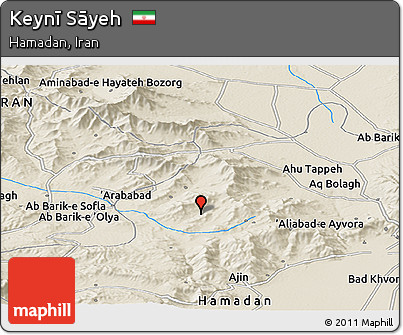 Shaded Relief Panoramic Map of Keynī Sāyeh