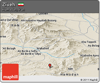 Shaded Relief Panoramic Map of Zīveh