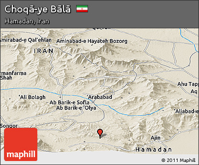 Shaded Relief Panoramic Map of Choqā-ye Bālā