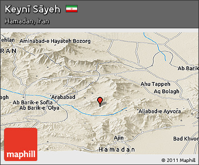 Shaded Relief Panoramic Map of Keynī Sāyeh