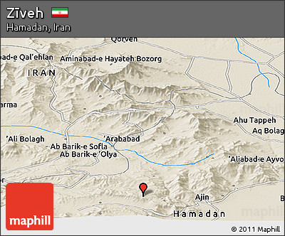 Shaded Relief Panoramic Map of Zīveh