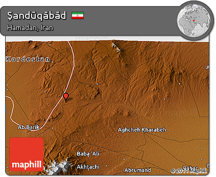 Physical 3D Map of Şandūqābād