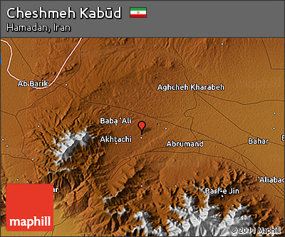 Physical 3D Map of Cheshmeh Kabūd