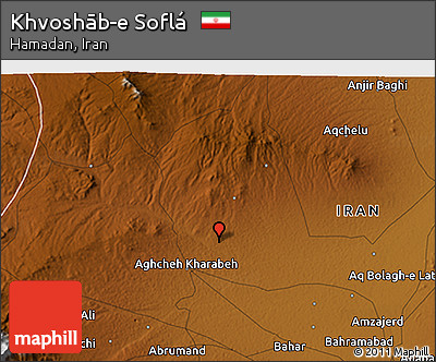 Physical 3D Map of Khvoshāb-e Soflá