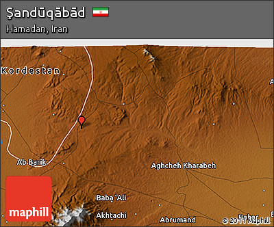 Physical 3D Map of Şandūqābād