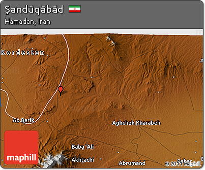 Physical 3D Map of Şandūqābād