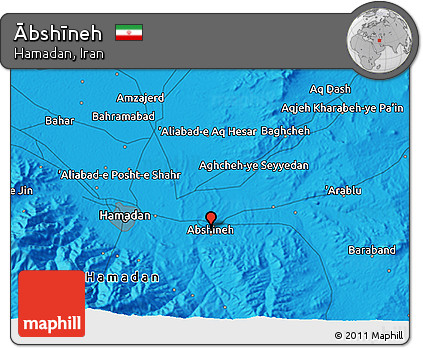 Political 3D Map of Ābshīneh