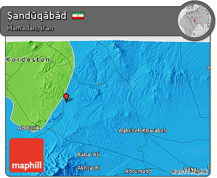 Political 3D Map of Şandūqābād