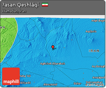 Political 3D Map of Ḩasan Qeshlāqī