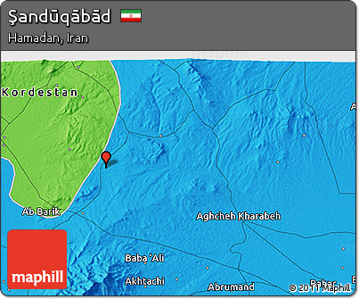 Political 3D Map of Şandūqābād