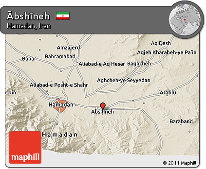 Shaded Relief 3D Map of Ābshīneh