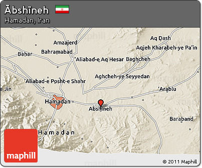 Shaded Relief 3D Map of Ābshīneh