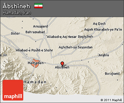 Shaded Relief 3D Map of Ābshīneh