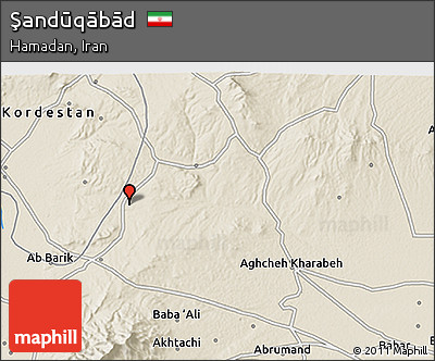 Shaded Relief 3D Map of Şandūqābād