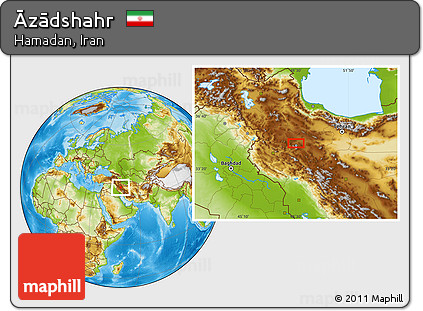 Physical Location Map of Āzādshahr