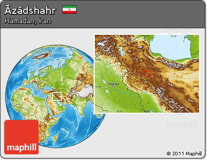 Physical Location Map of Āzādshahr