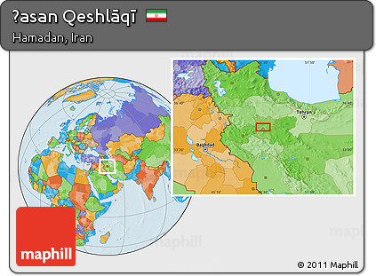 Political Location Map of Ḩasan Qeshlāqī