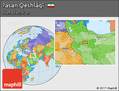 Political Location Map of Ḩasan Qeshlāqī
