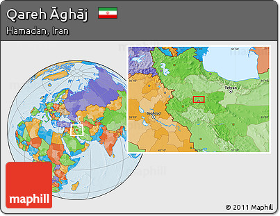 Political Location Map of Qareh Āghāj