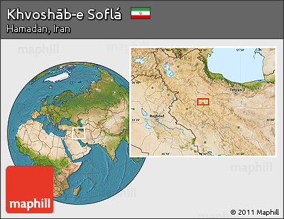 Satellite Location Map of Khvoshāb-e Soflá